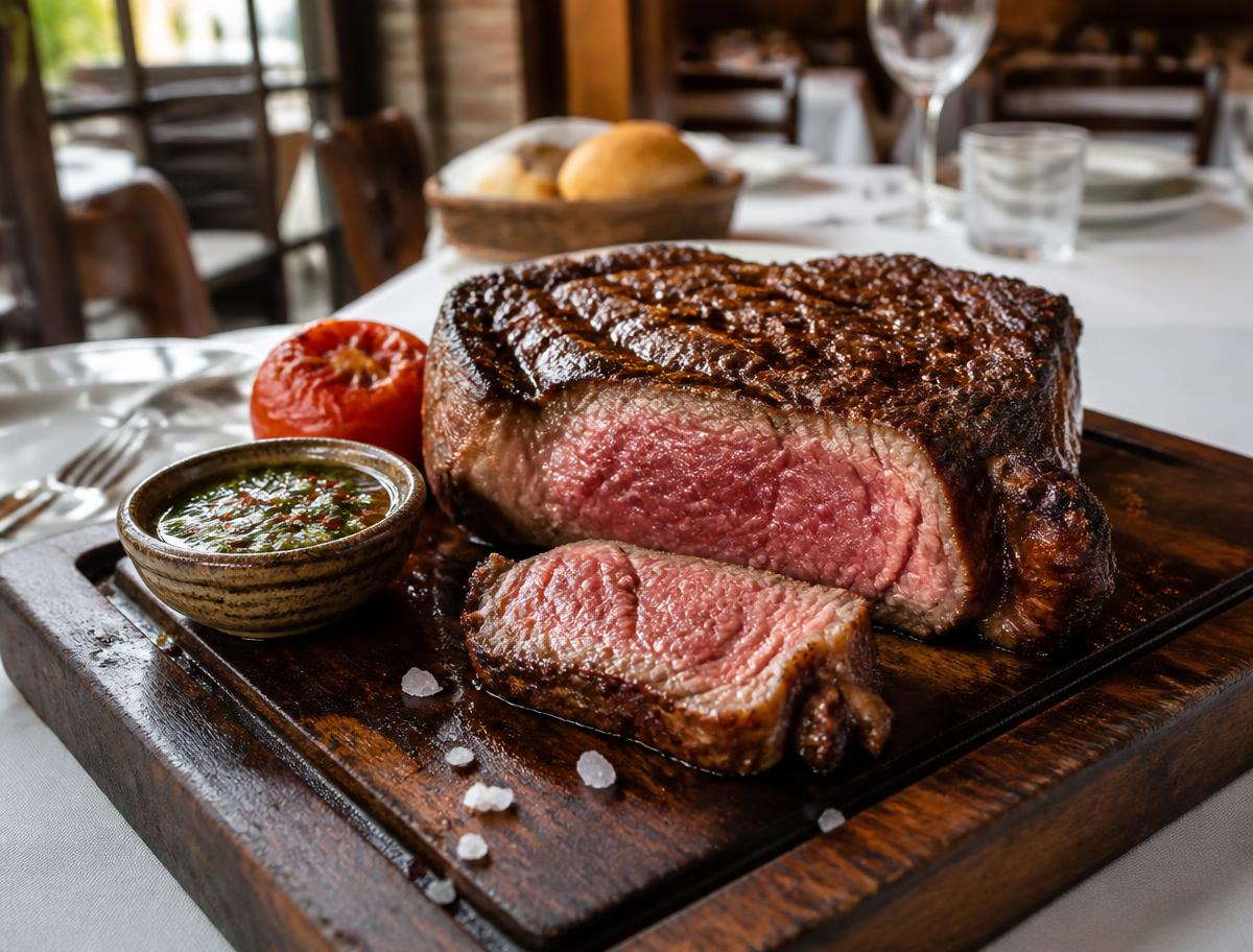 Grilled Argentinian rib-eye steak