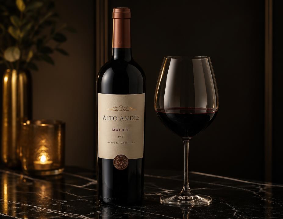 Glass of Argentinian Malbec wine